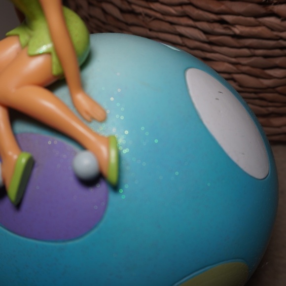 Disney Tinker Bell Sitting On A Mushroom Vinyl Piggy Bank Collectors No Plug - Picture 6 of 6